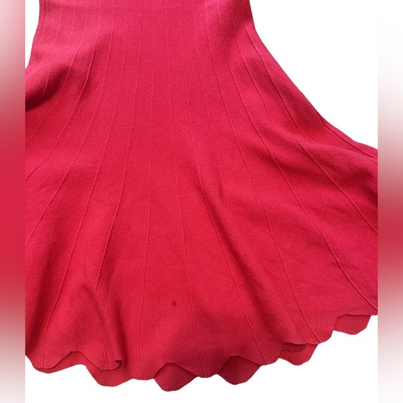 Alice & Olivia Paulie Sleeveless Scalloped Hem Fit & Flare Knit Mini Dress Pink - Picture 7 of 10
